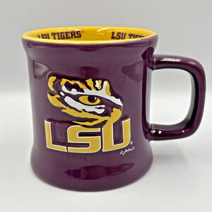 LSU Tigers NCAA Purple 15oz Ceramic Coffee Mug Cup w/ 3D Sculpted Relief Tiger